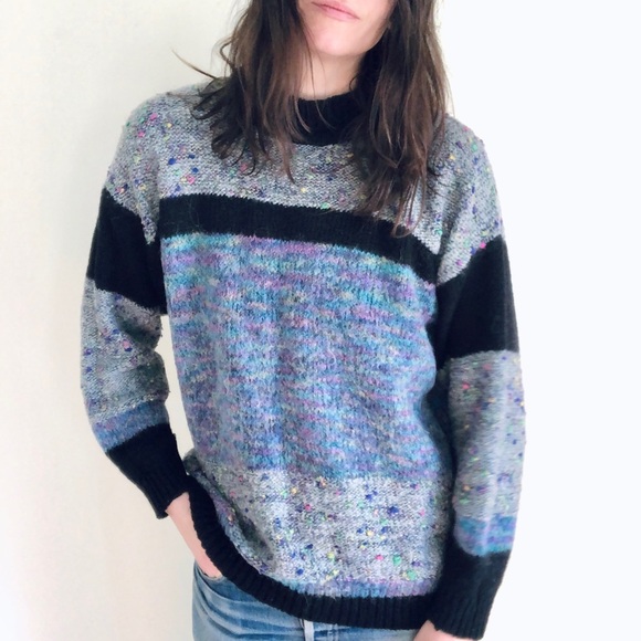 Vintage confetti color block sweater - Picture 2 of 12